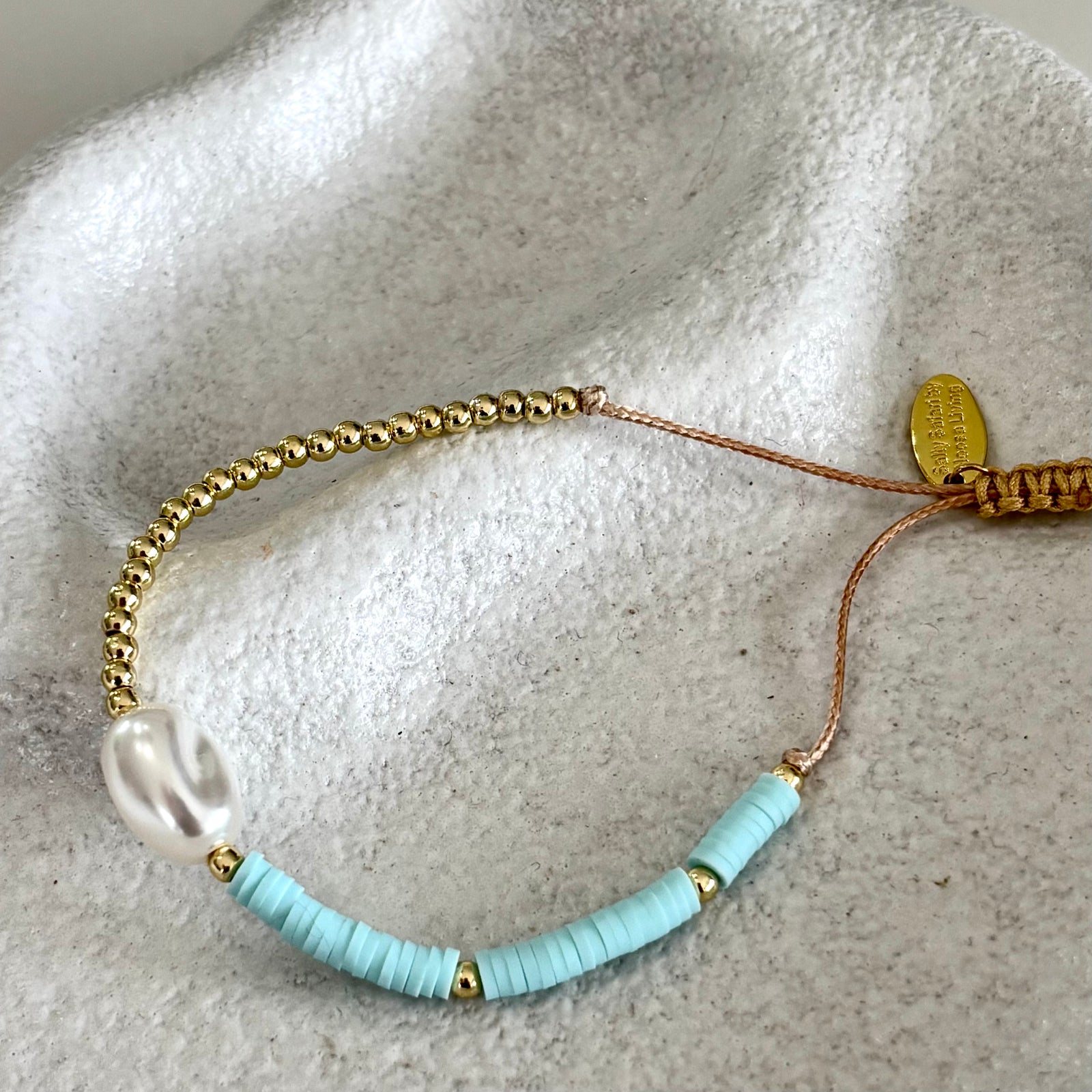Harlow Pearl Bracelet, Turquoise & Gold