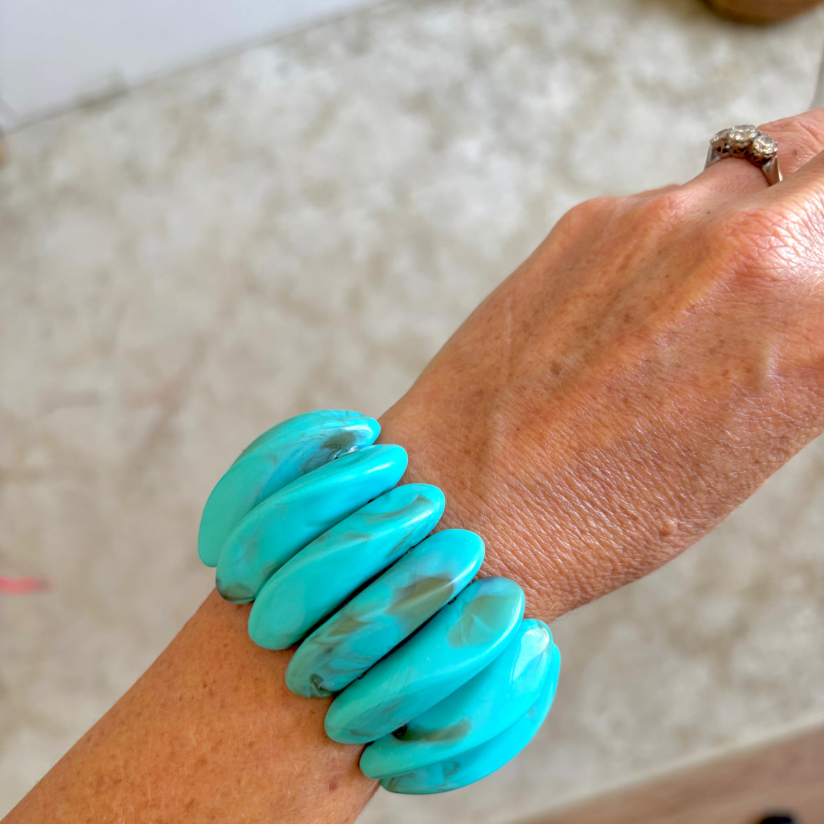Statement Resin Bangle - Turquoise