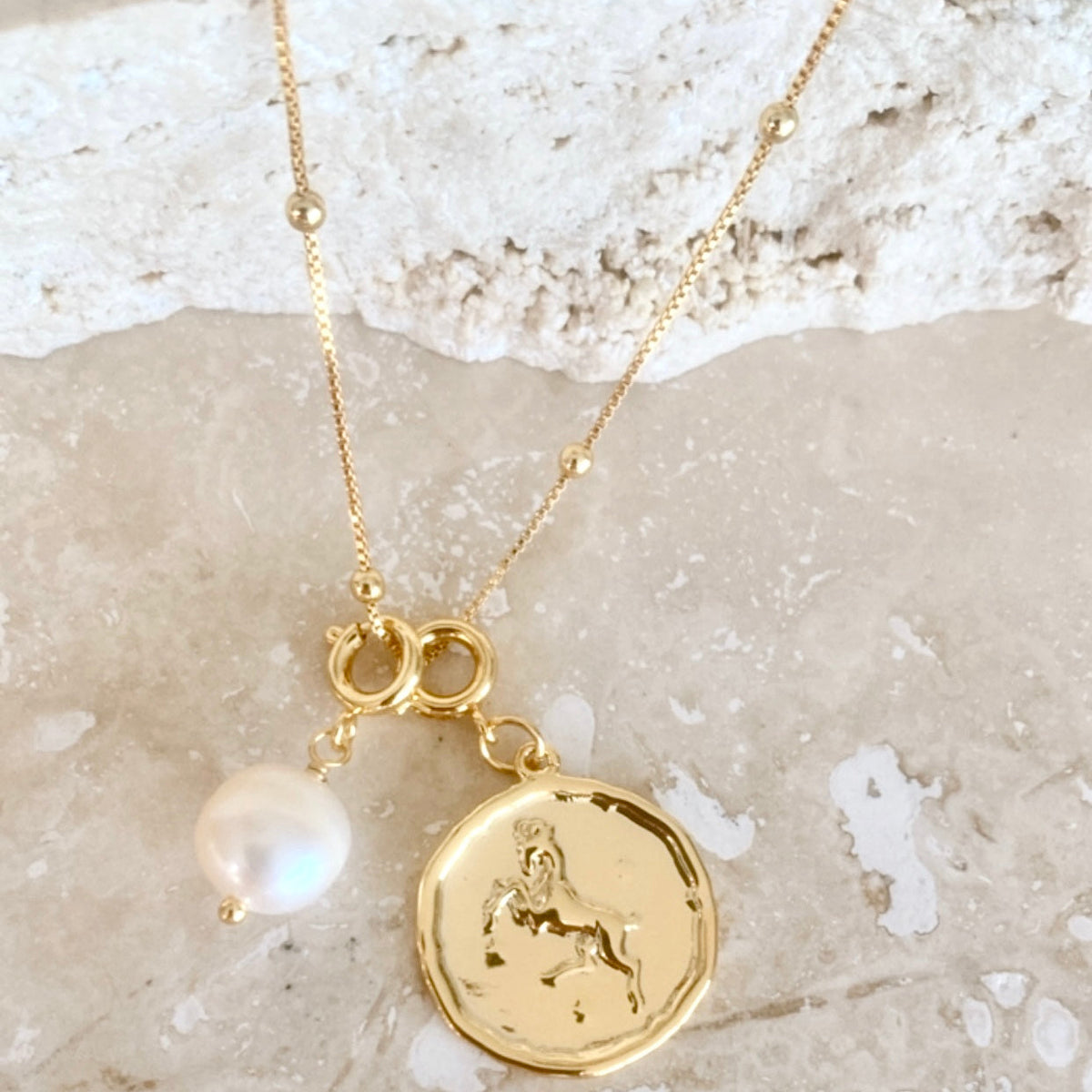 Zodiac with Freshwater Pearl Detail - Aries March 21 - April 20