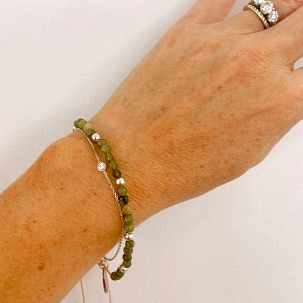 Riviera Bracelet - Olive and silver