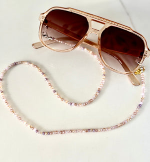 Kristy glasses chain - Pink crystal