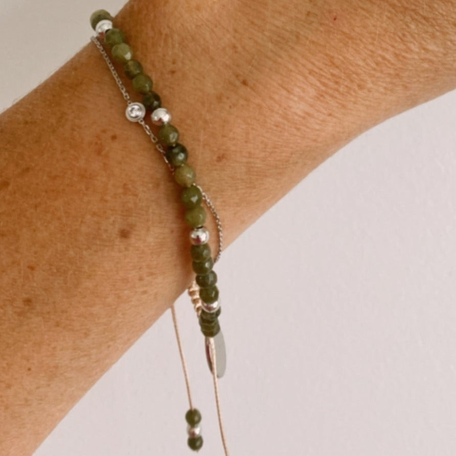 Riviera Bracelet - Olive and silver