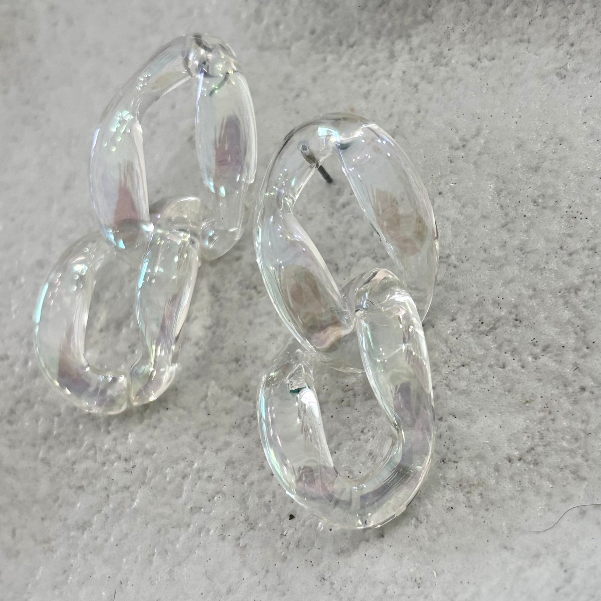 Clear Metallic Resin Chain Earring