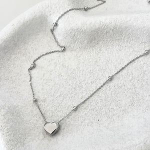 Single Heart Necklace, Silver