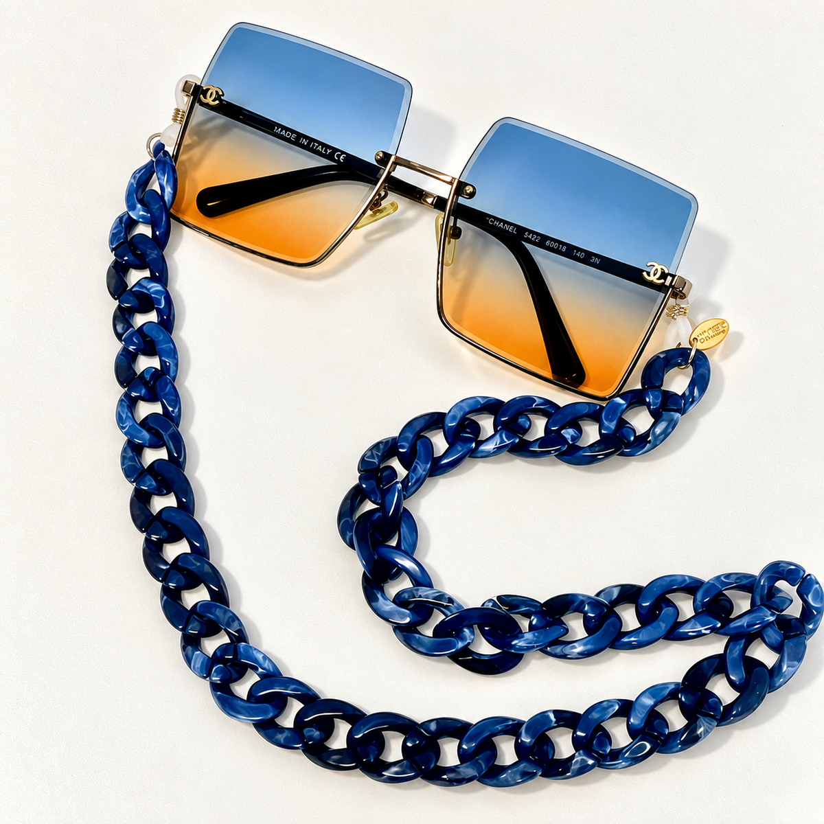 Navy Tortoise Shell - Sunglass chain