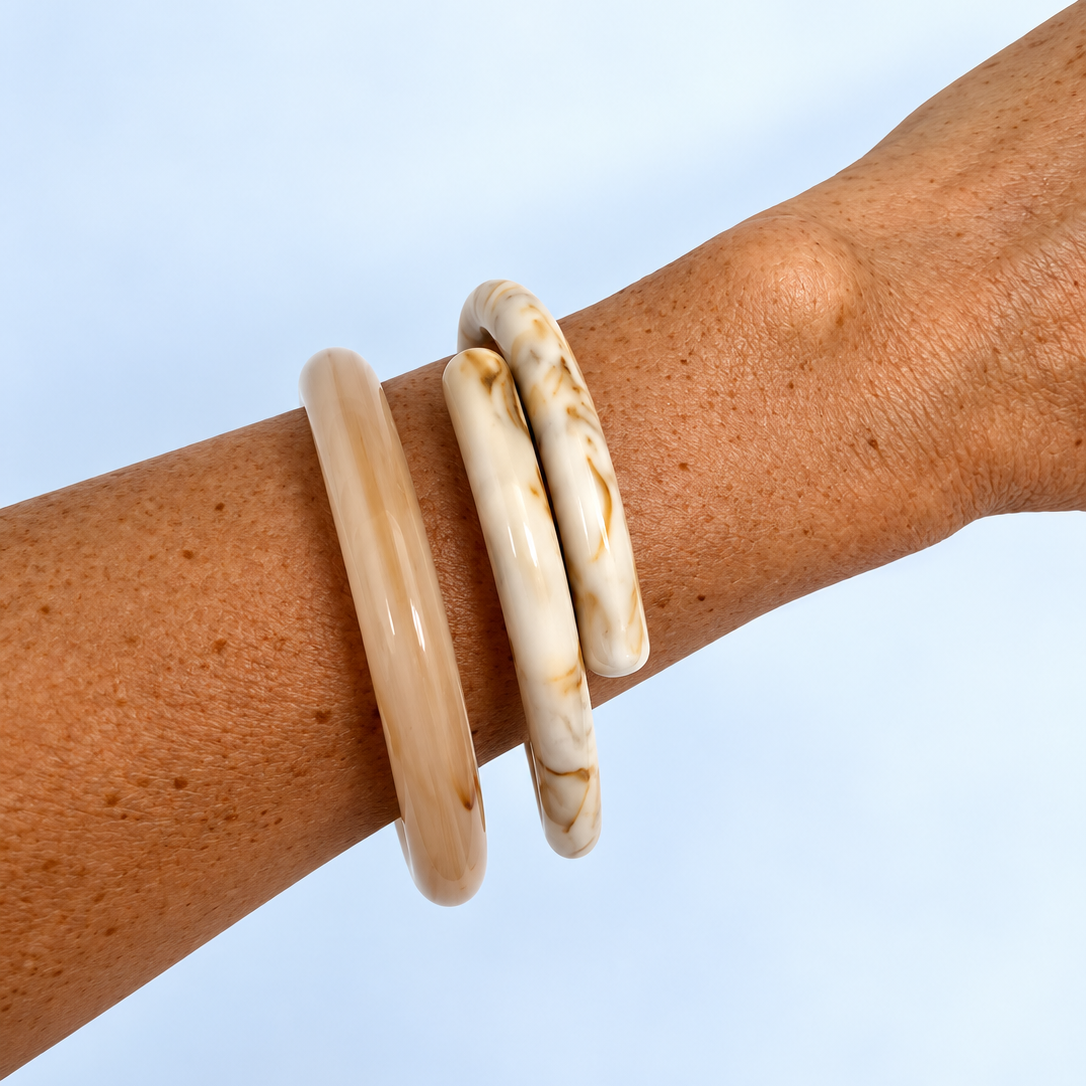 Espresso & Cream Bangle Set
