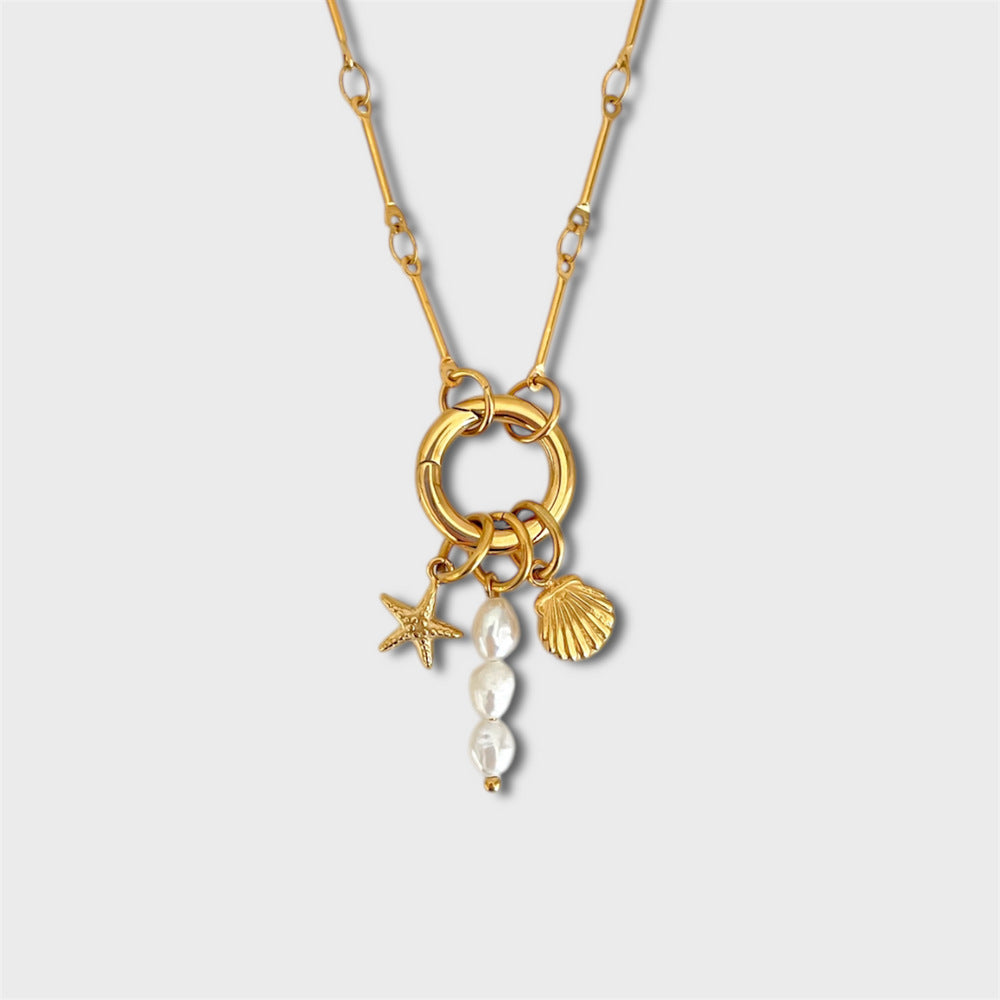Sicilian Shore Delicate Charm Necklace - Ocean Charms