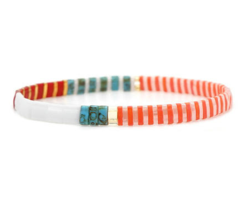 Ibiza Bracelet - Tangerine & Turquoise Mix