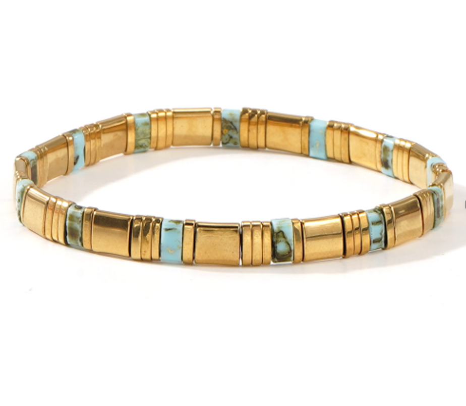 Ibiza Bracelet Cleopatra Gold with Capri Turquoise