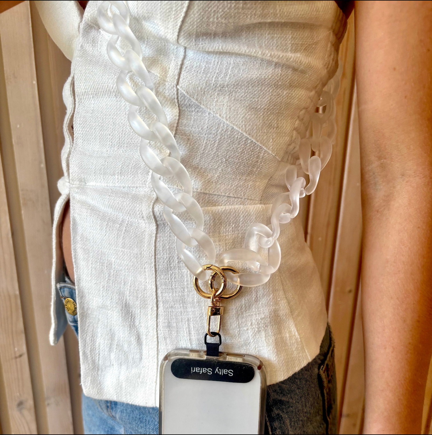 Cross body phone strap - Capri Clear resin