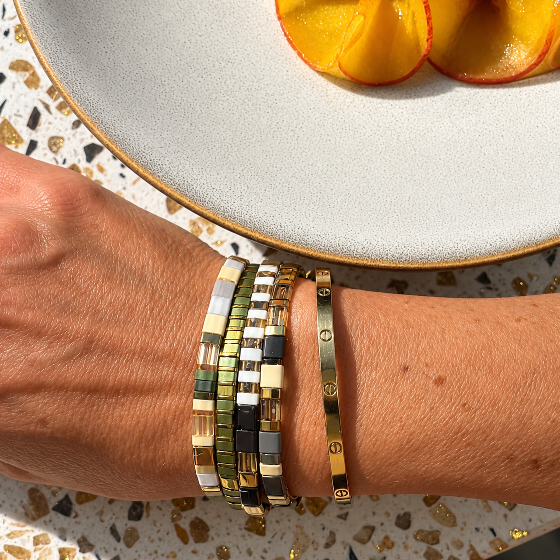 Ibiza Bracelet Cluster - Bronzed Stack