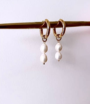 Faith Hoop Pearl Drop Earrings