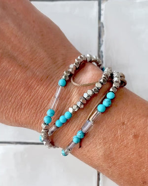 Infinity Wrap Bracelet, Blue Turquoise & Howlite Stone