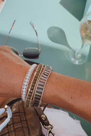 Rich Olive Crystals, Three Layer Wrap Bracelet