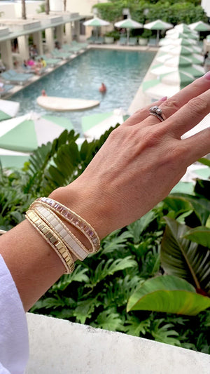 Luxe Gold & Milky Crystals, 3 Wrap Bracelet