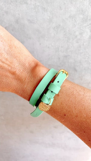 Apple Green Leather Wrap Bracelet