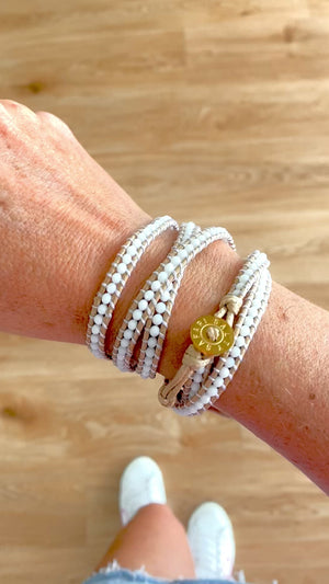 Delicate Five Wrap Bracelet, Snow Crystals