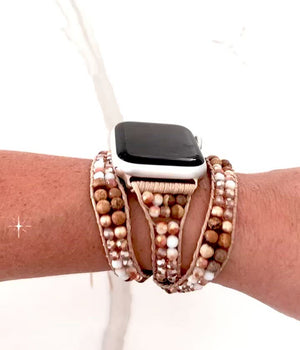 Smart Watch Band - Jasper stone & crystals