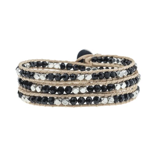 Delicate Wrap Bracelet, Midnight Crystals