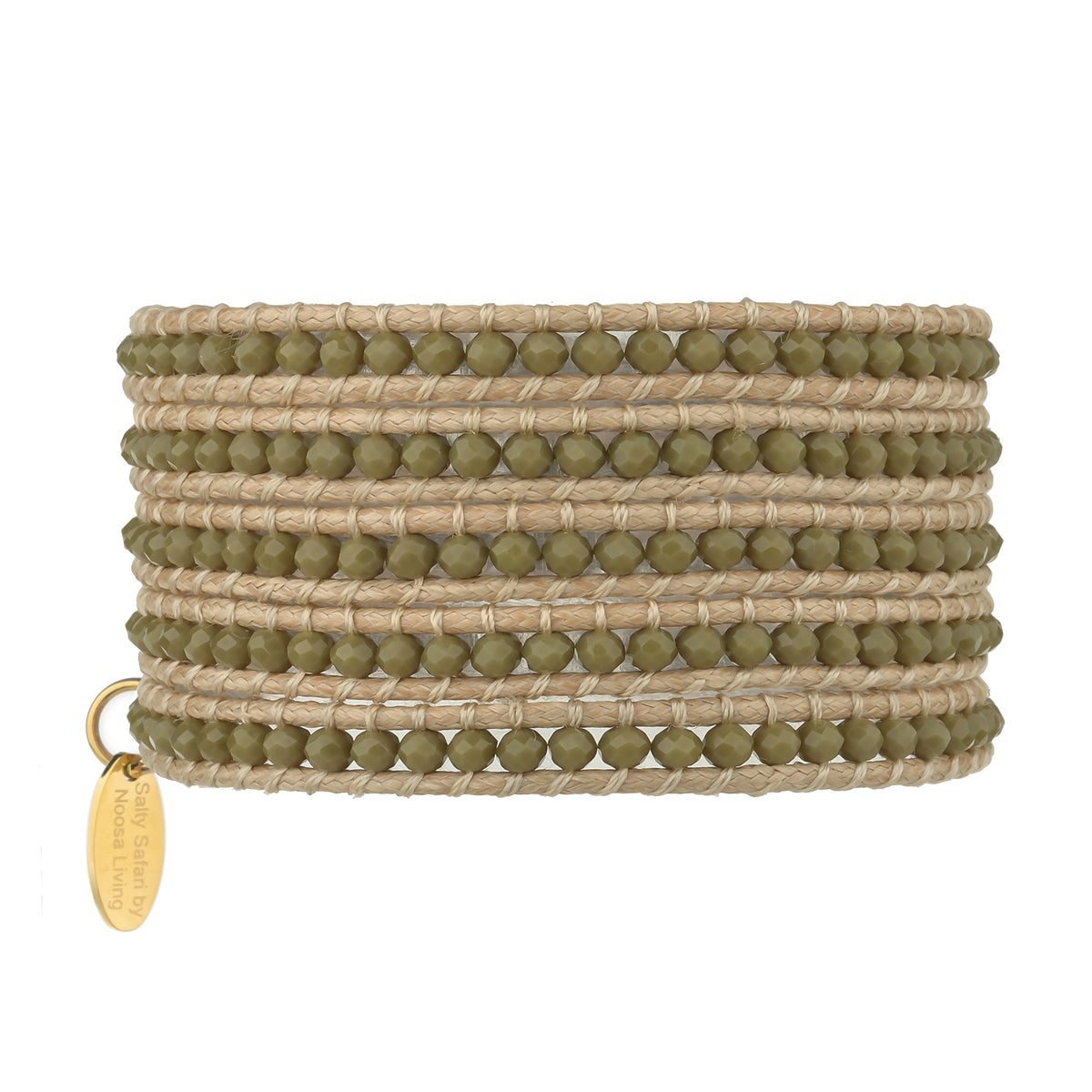 Delicate Five Wrap Bracelet, Khaki