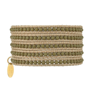 Delicate Five Wrap Bracelet, Khaki