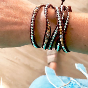 Delicate Wrap Bracelet, Mixed Coffee Hues