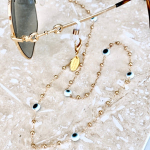 Evil Eye Sunglass Chain - Light Blue