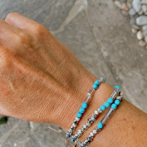 Infinity Wrap Bracelet, Blue Turquoise & Howlite Stone