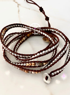 Delicate Wrap Bracelet, Mixed Coffee Hues