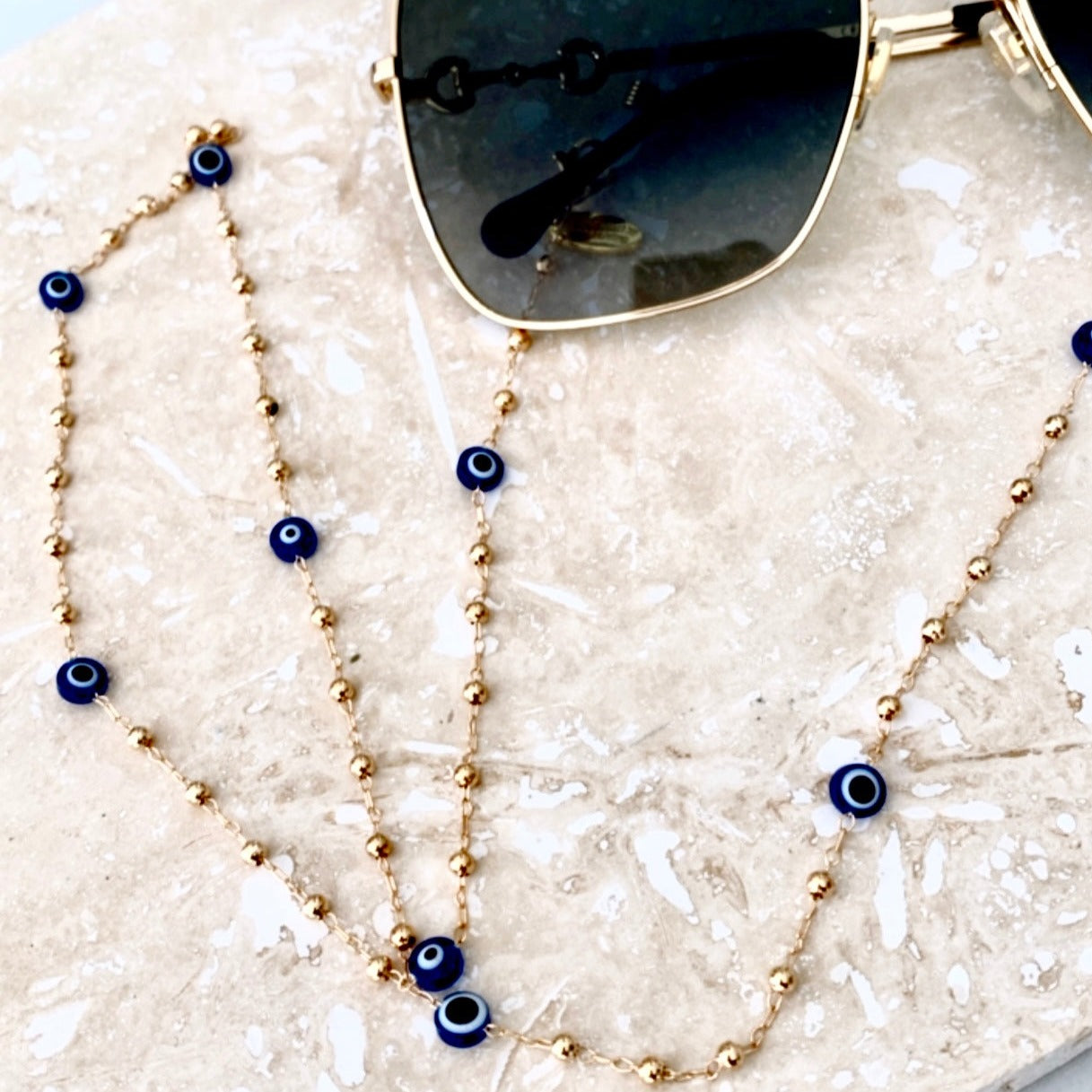 Evil Eye Sunglass Chain - Dark Blue