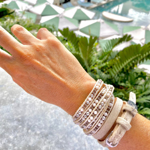 Milk Textured Leather wrap bracelet