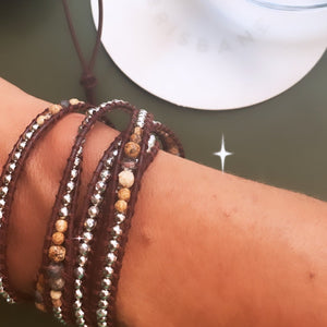 Delicate Wrap Bracelet, Mixed Coffee Hues