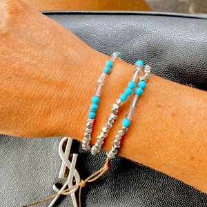 Infinity Wrap Bracelet, Blue Turquoise & Howlite Stone