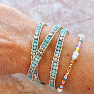 Delicate Wrap Bracelet, Aqua Marine Crystals