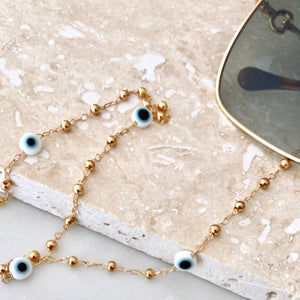 Evil Eye Sunglass Chain - Light Blue