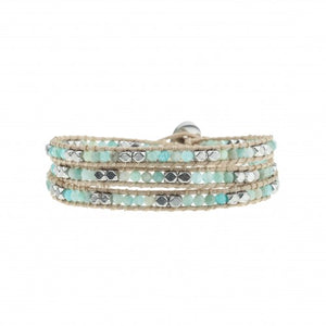 Delicate Wrap Bracelet, Aqua Marine Crystals