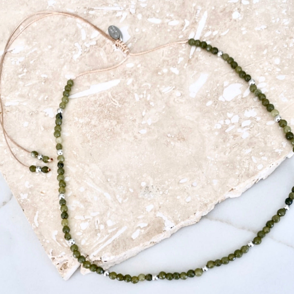 Riviera Necklace - Olive Silver