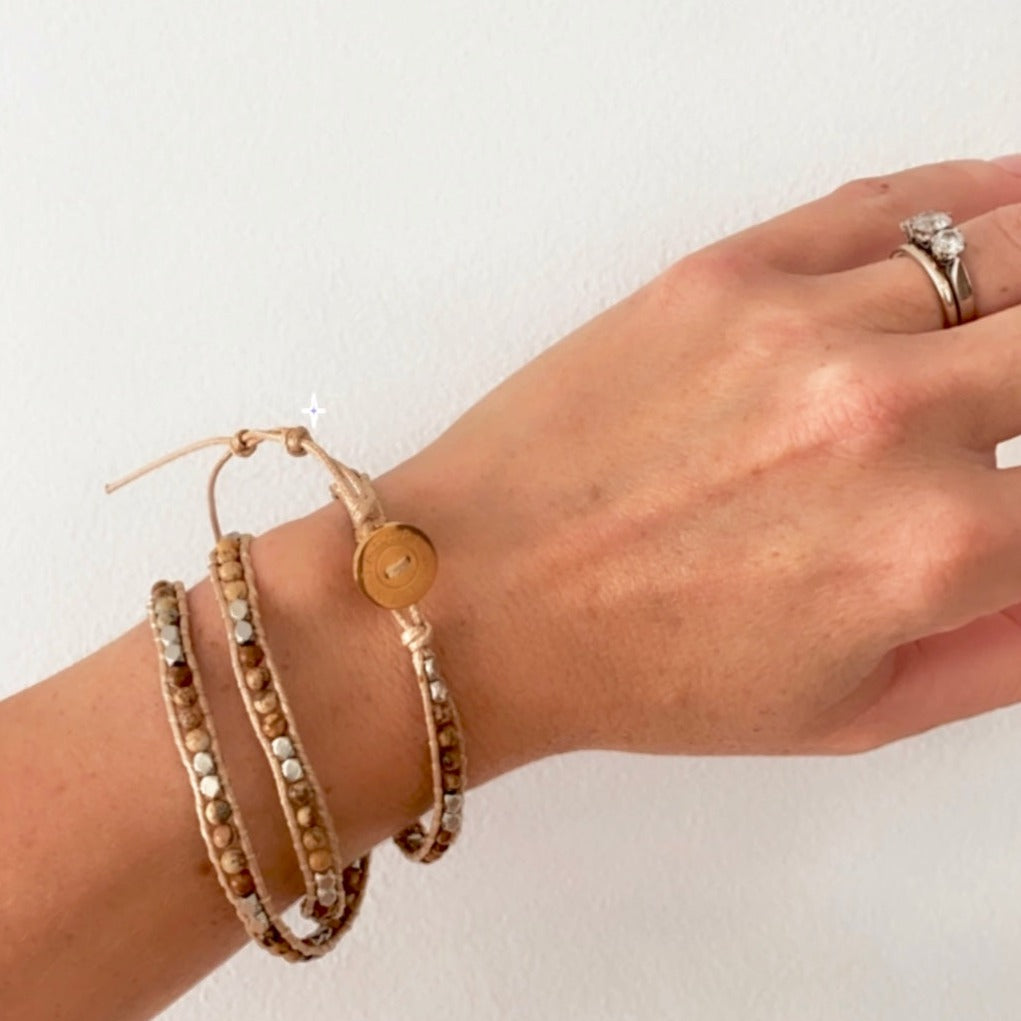 Delicate Wrap Bracelet, Jasper Stone