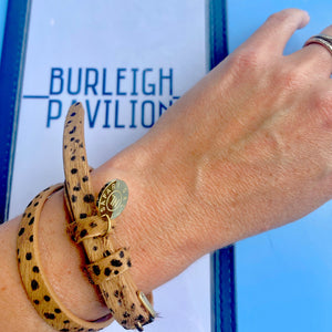 Leopard textured leather wrap bracelet