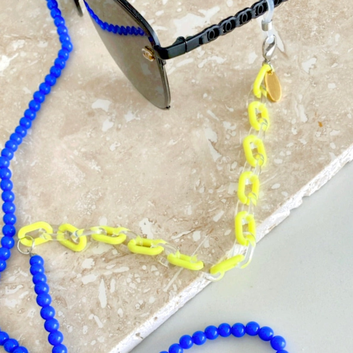 Neon Mix Royal Blue & Yellow - Sunglass chain