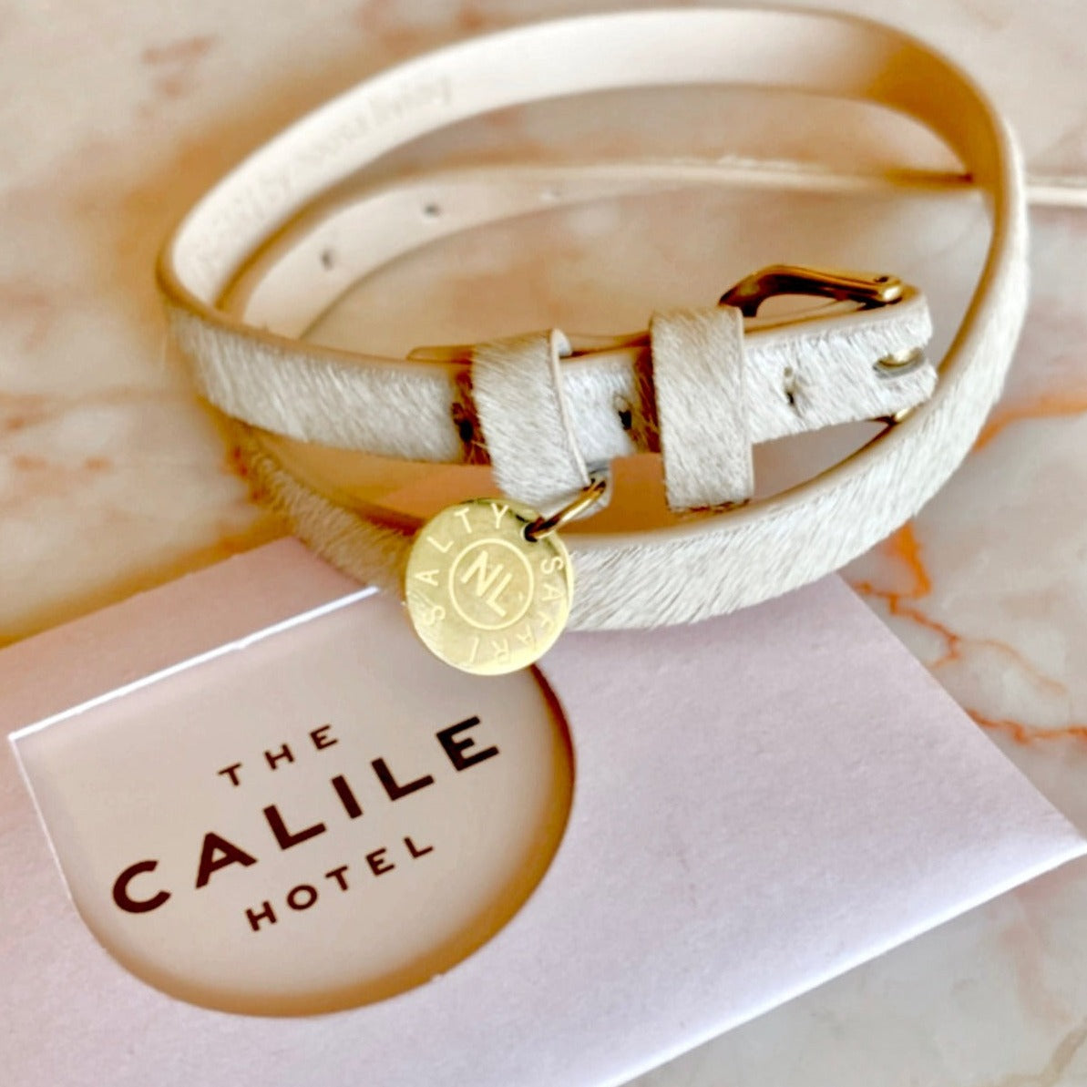 Milk Textured Leather Wrap Bracelet - Gold hardware