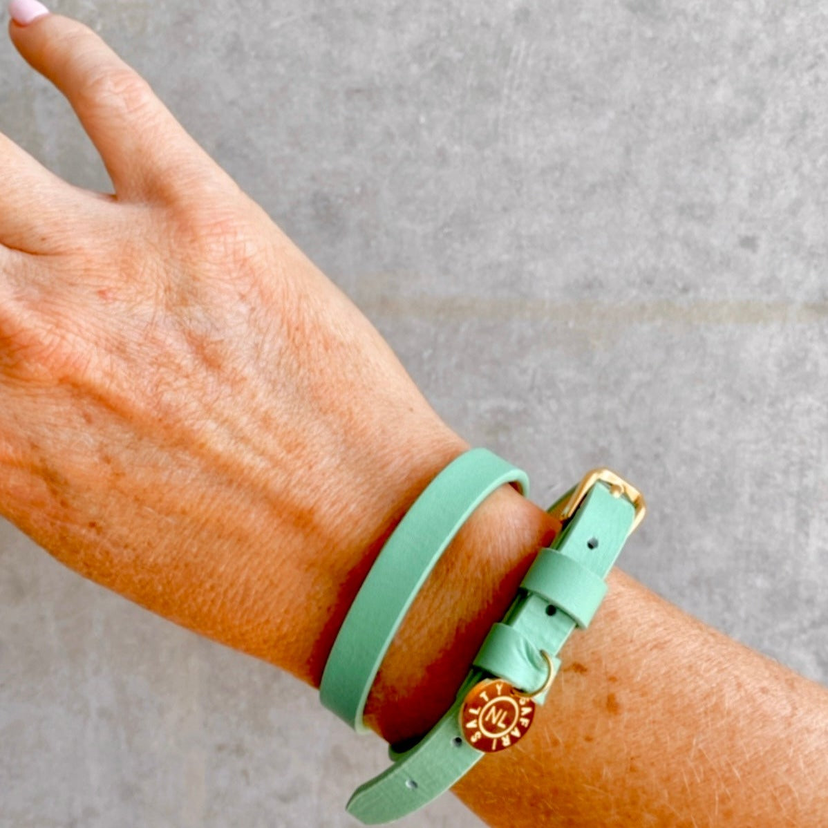 Apple Green Leather Wrap Bracelet