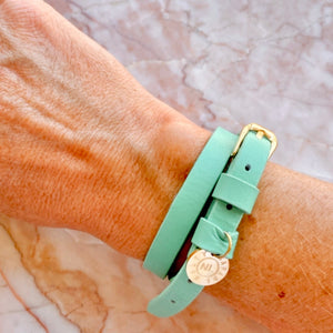 Apple Green Leather Wrap Bracelet