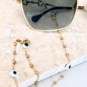 Evil Eye Sunglass Chain - Light Blue