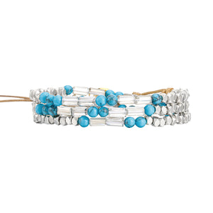 Infinity Wrap Bracelet, Blue Turquoise & Howlite Stone